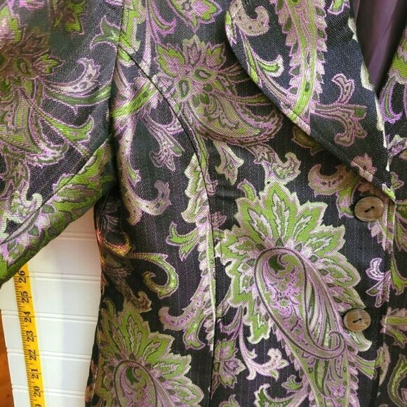 Chico's Purple Green Paisley Blazer, Size 2 (M, 12) - Picture 4 of 8